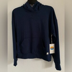 NEW Vuori Halo Modern Pullover Hoodie in Blue Coast Heather Size XS